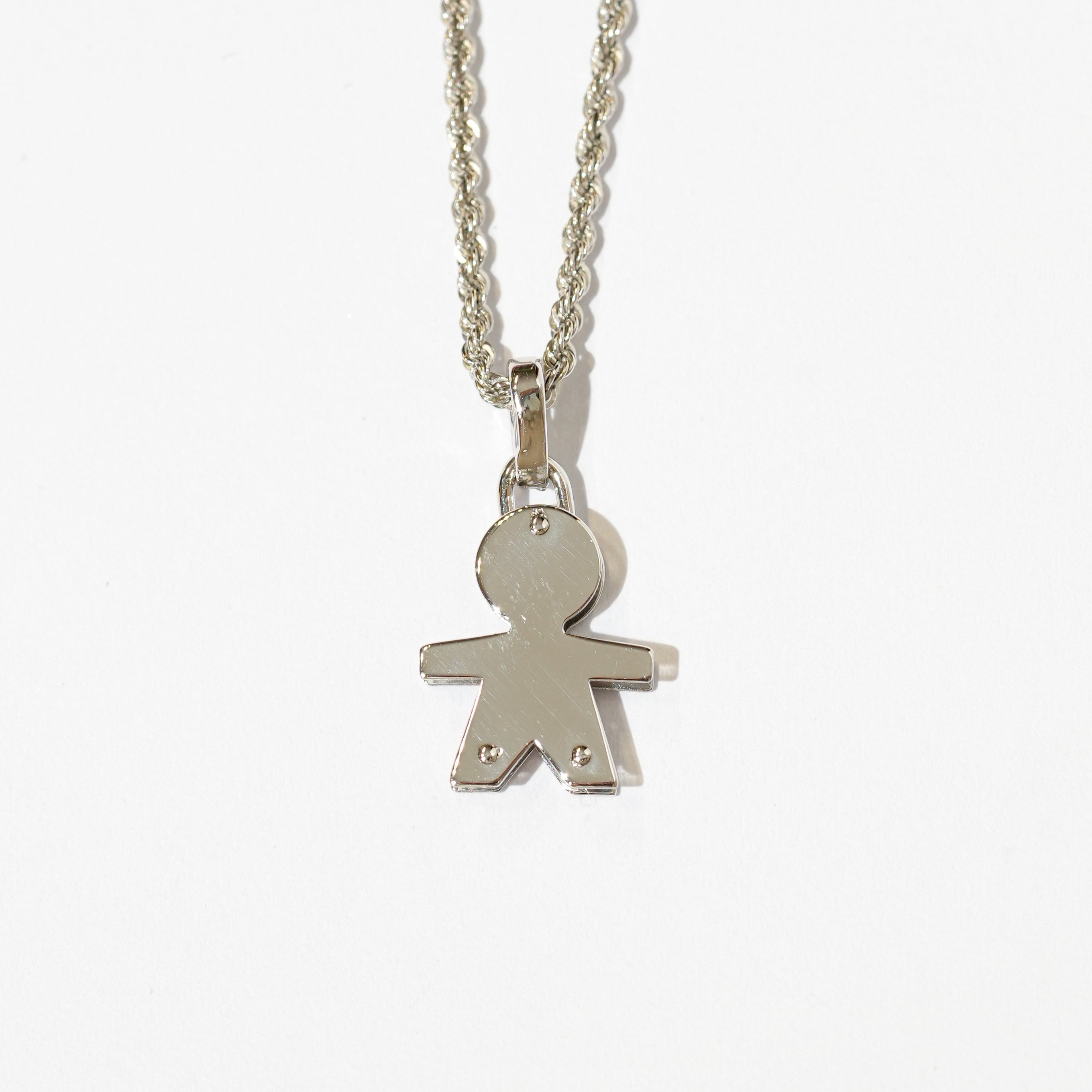 Collana con bebè in oro bianco 18Kt