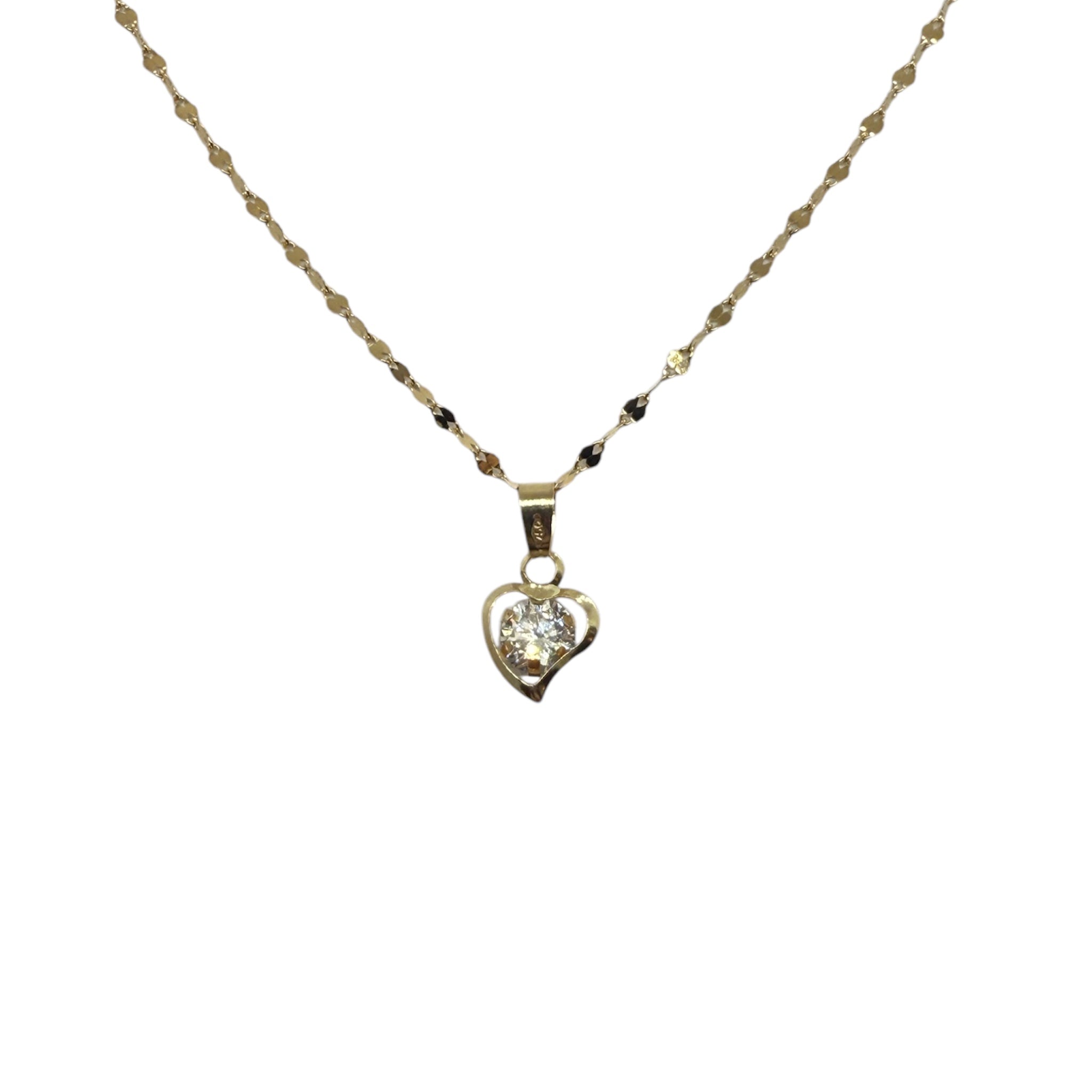 Collana con punto luce a forma di cuore in oro 18kt