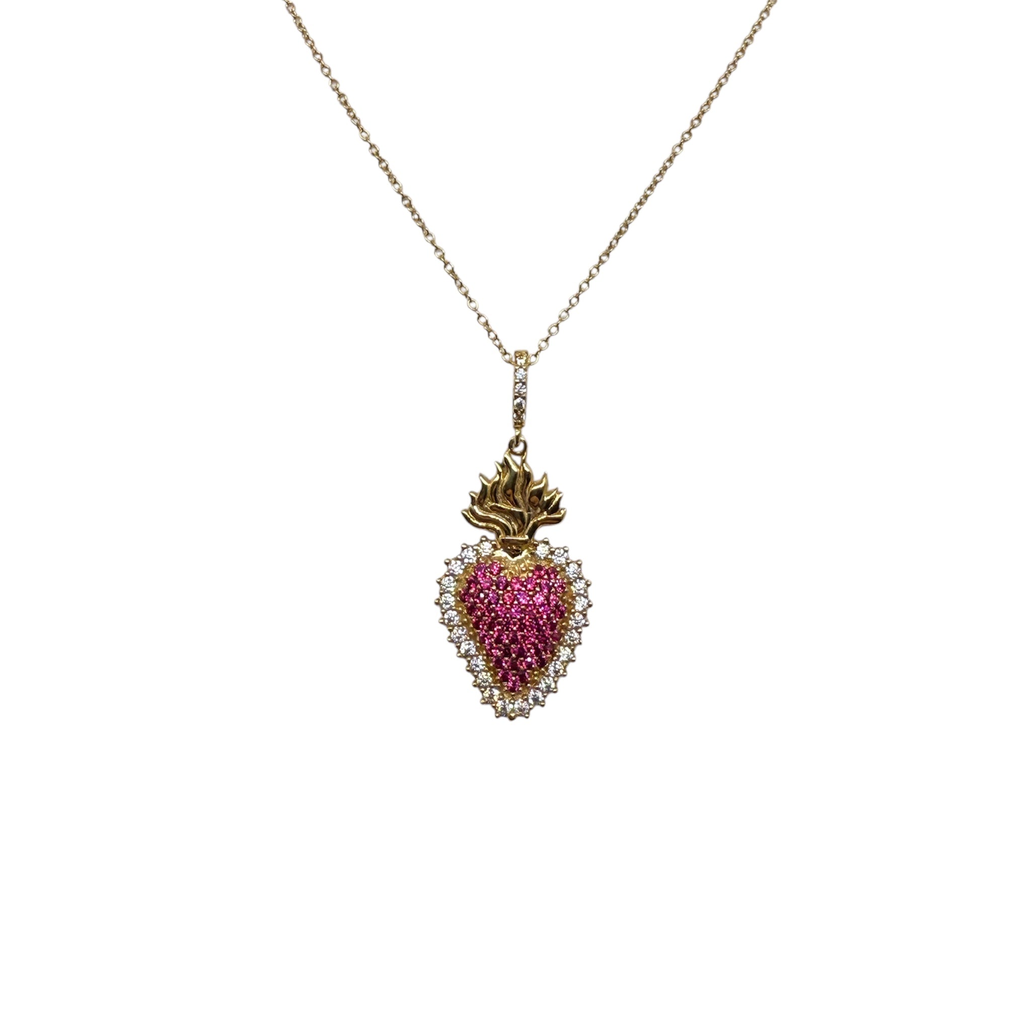 Collana con cuore sacro zirconato in oro 18kt