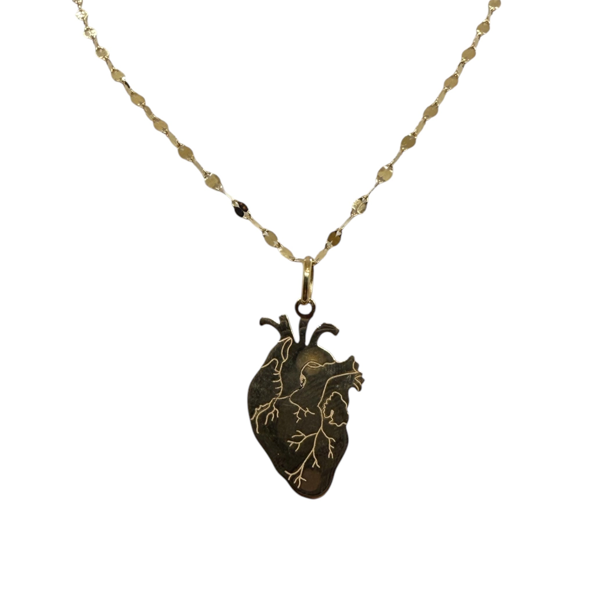 Collana con cuore anatomico in oro 18kt