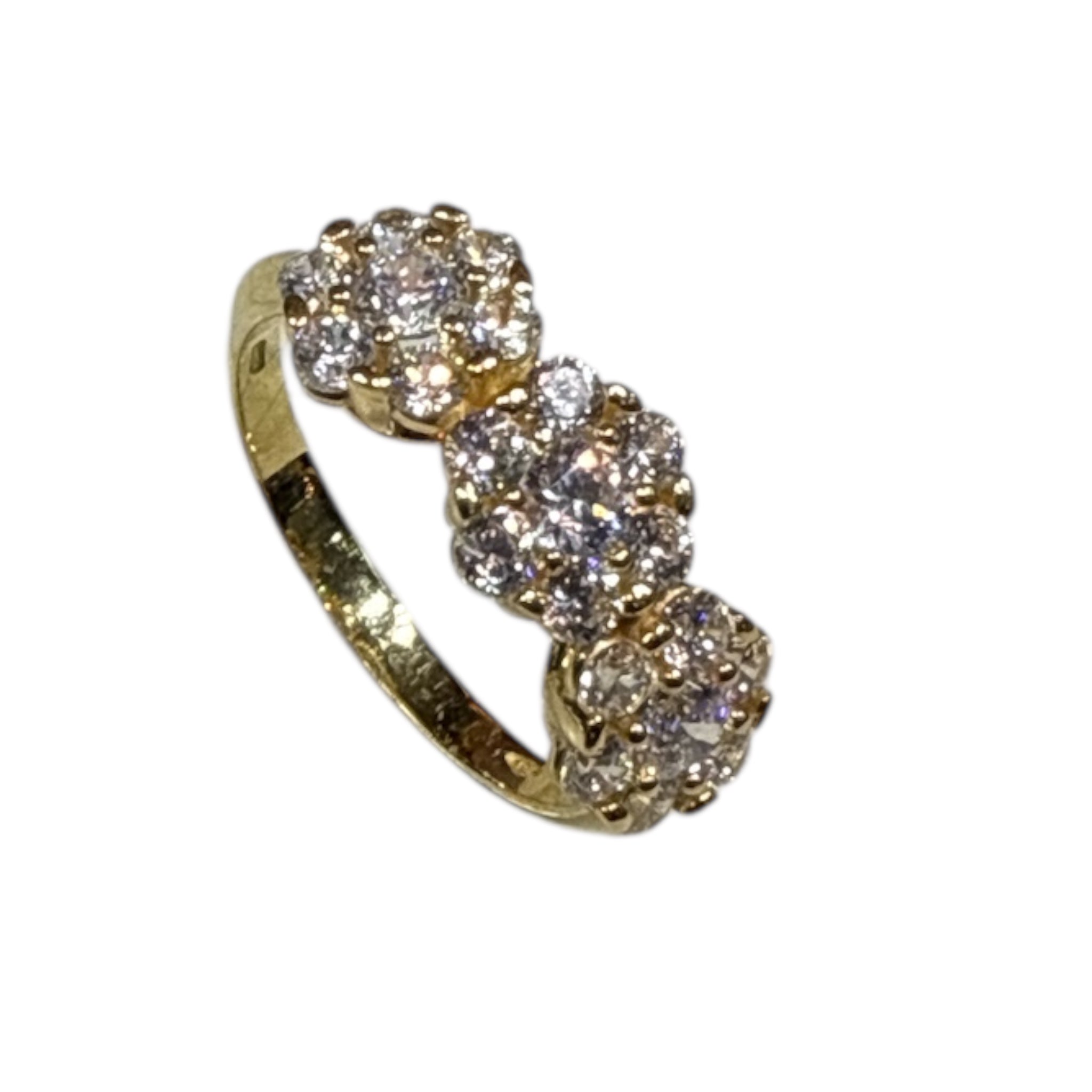 Anello trilogy in oro 18kt e zirconi