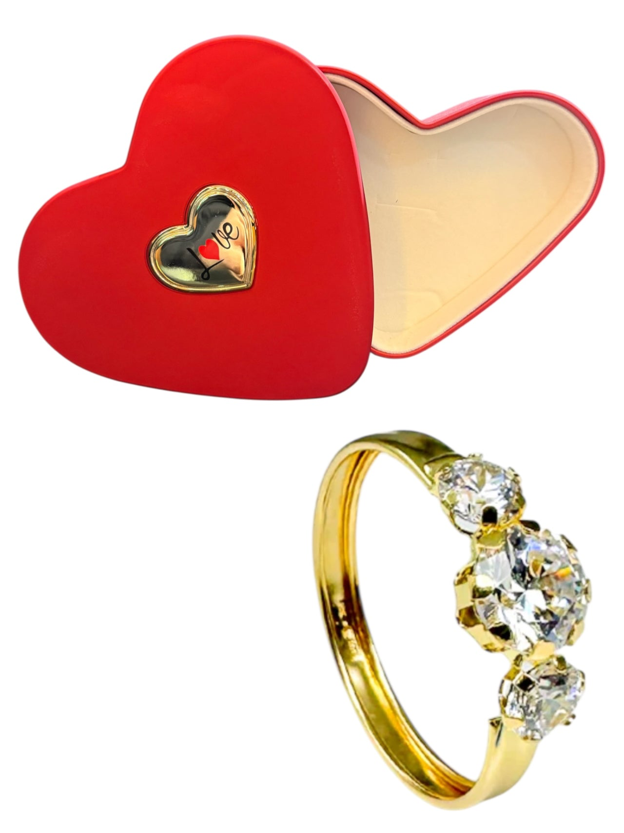 Box cuore con anello trilogy in oro 18 kt