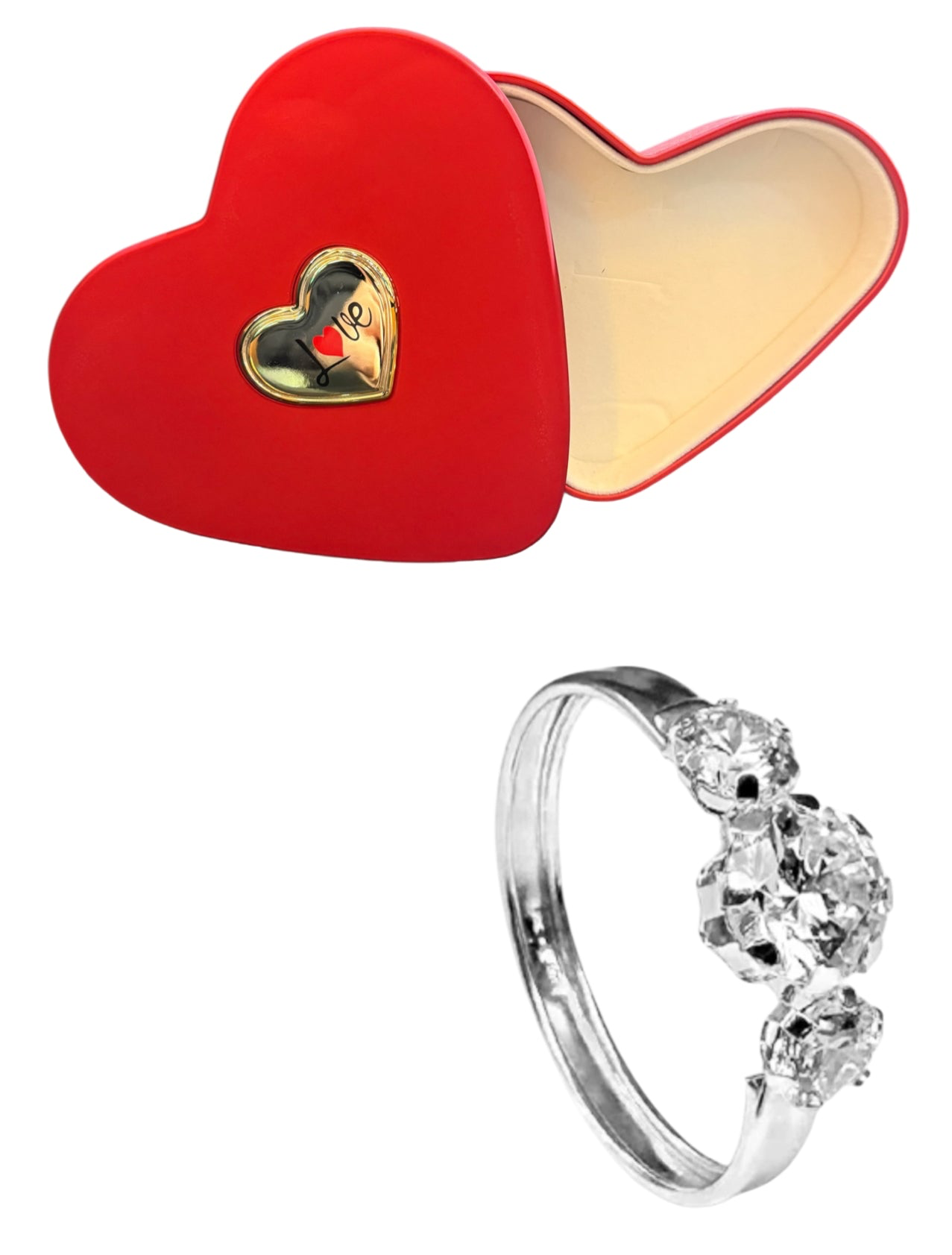 Box cuore con anello trilogy in oro 18 kt