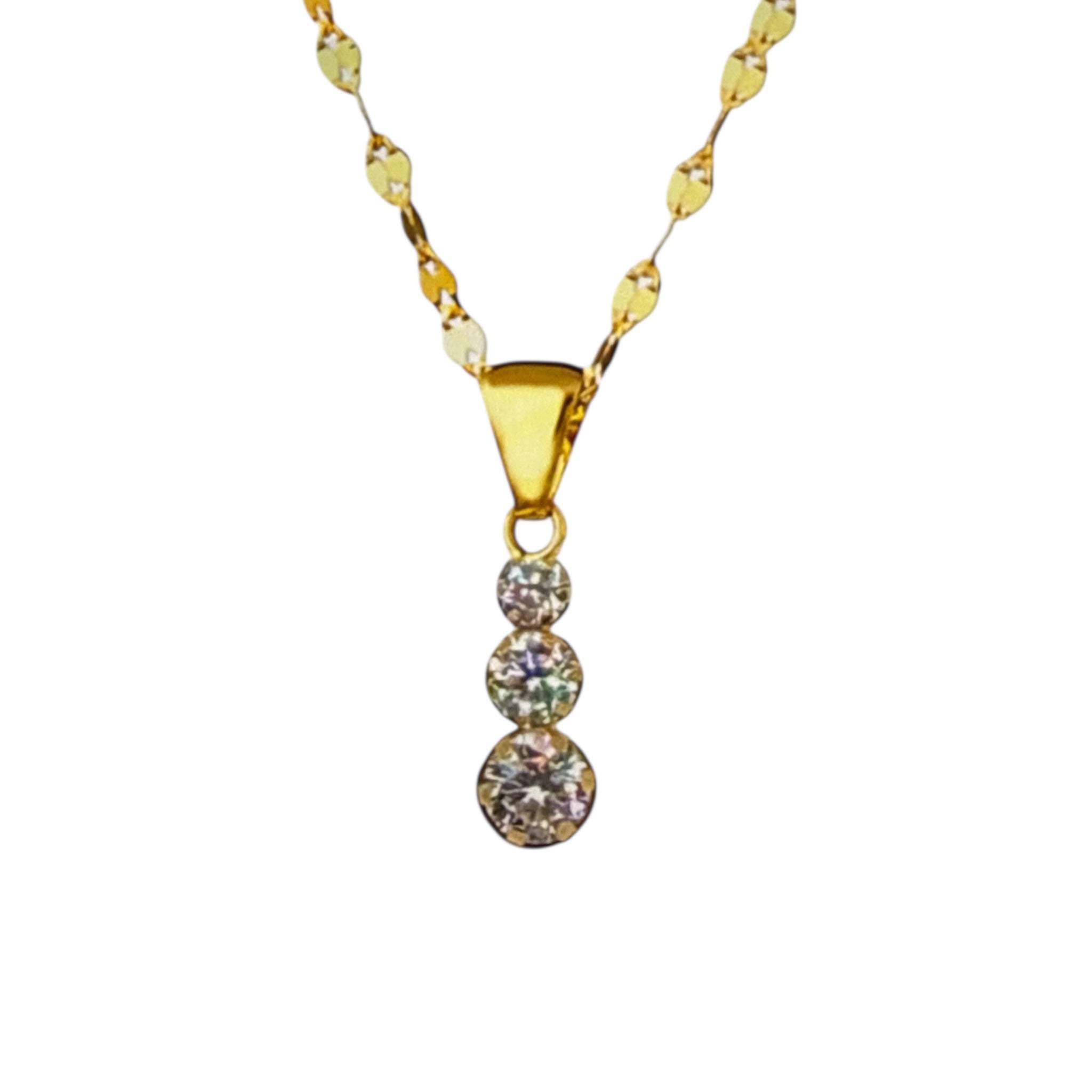 Collana trilogy in oro 18kt e zirconi.