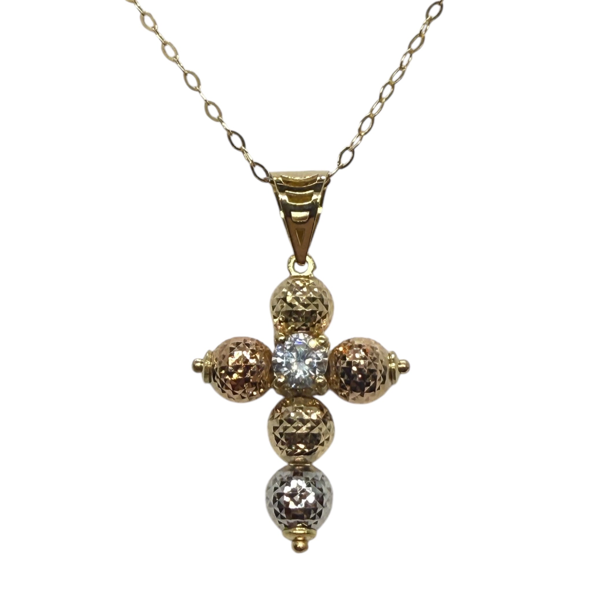 Collana con croce milleluci con zircone centrale
