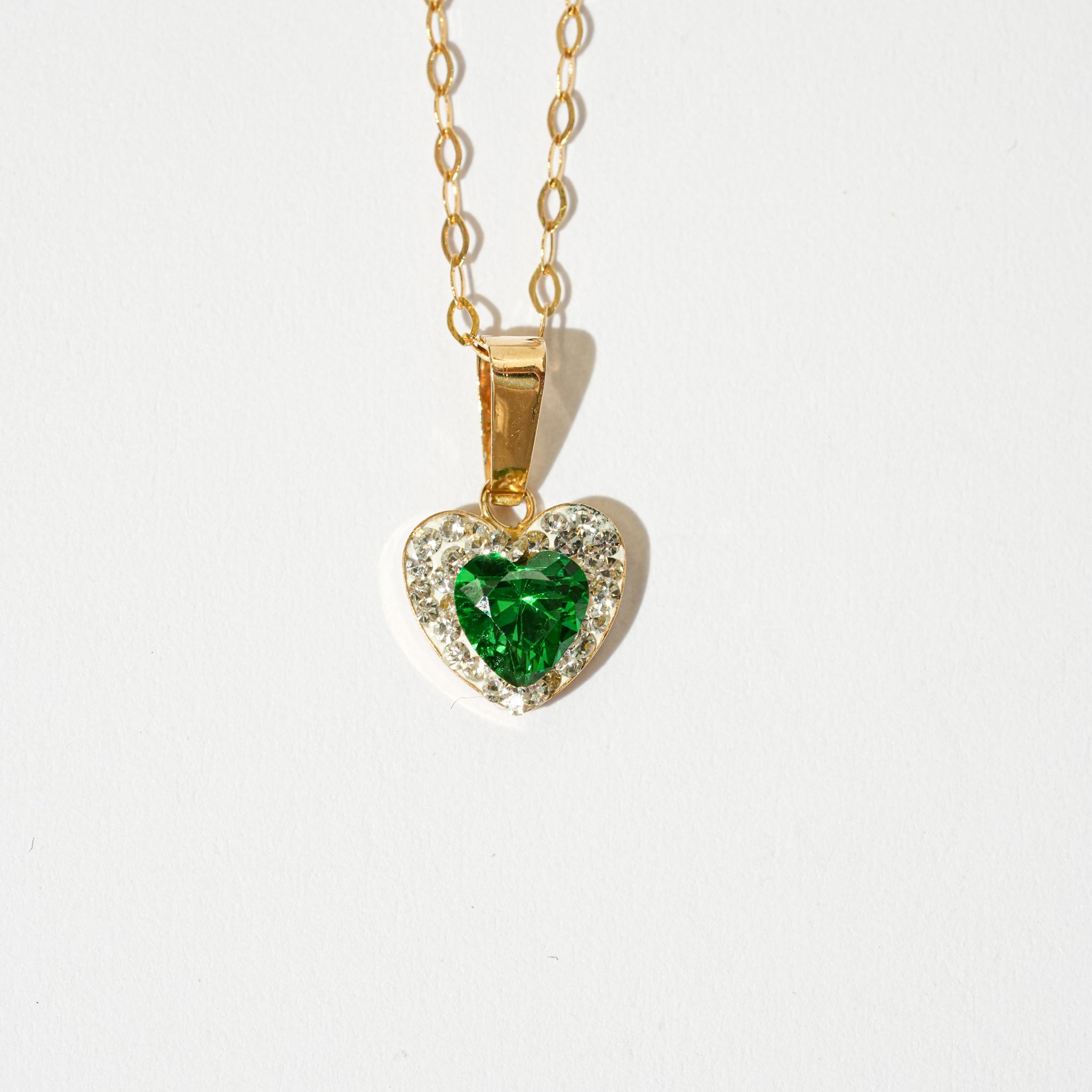 Collana cuore verde in oro 18kt