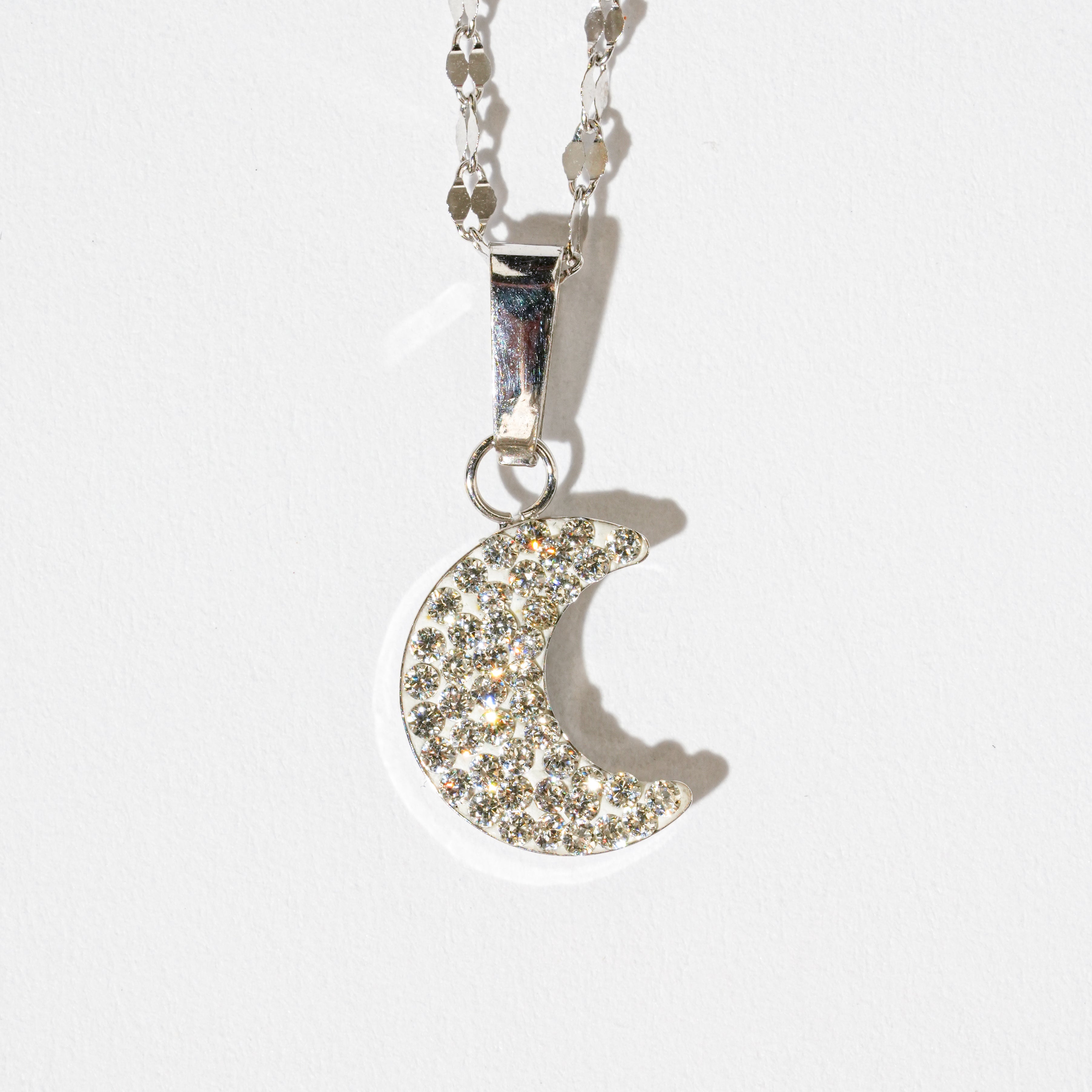Collana luna con zirconi in oro 18kt