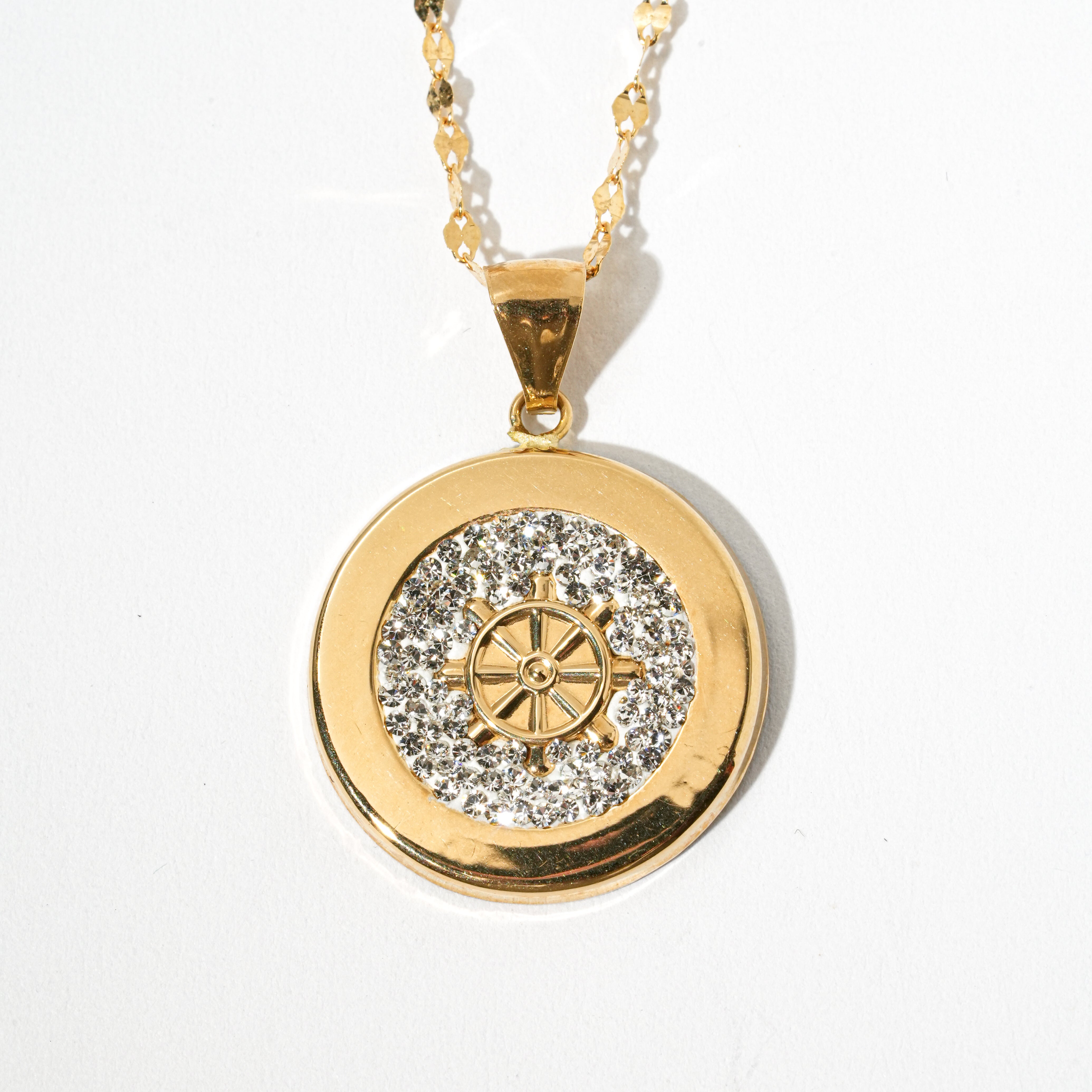 Collana timone con zirconi in oro 18kt